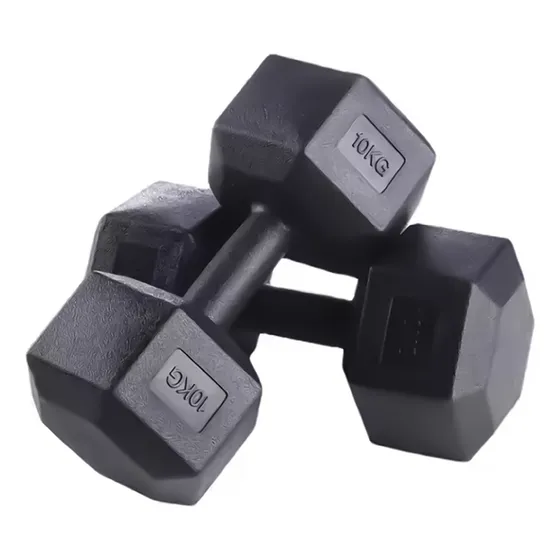 Mancuerna Hexagonal 10kg Par Set X2 Pesas Pvc 20kg Overfit Color Gris