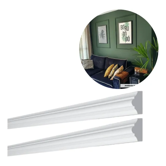 Kit Boiserie Rodameios Moldura Parede 2 Barras 2 M