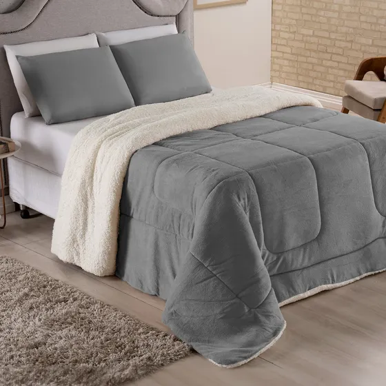 Coberdrom Casal Queen Size Cobertor Edredom Pele Carneiro Cor Rose