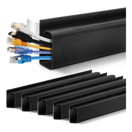 6pc Organizador Cables Escritorio Bandeja Canaleta Cables Negro