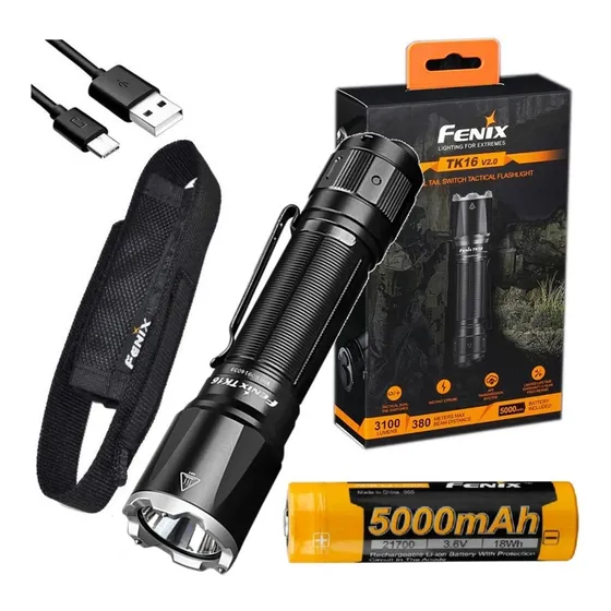 Linterna Tactica Fenix Tk16 V2.0 3100 Lumens + Bateria 5000