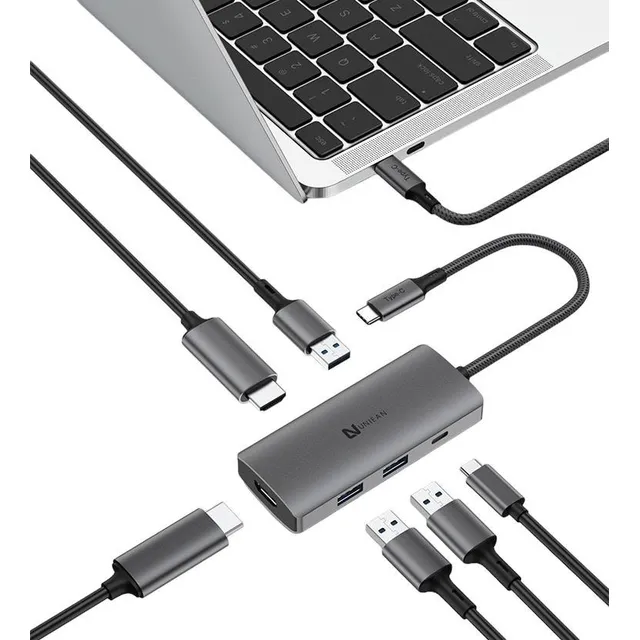 Hub Adaptador 6en1 Usb Tipo-c 3.0 Hdmi4k@30hz Supercarga100w