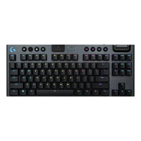 Teclado gamer bluetooth Logitech G Serie G QWERTY GL Tactile inglês internacional cor carvão com luz RGB