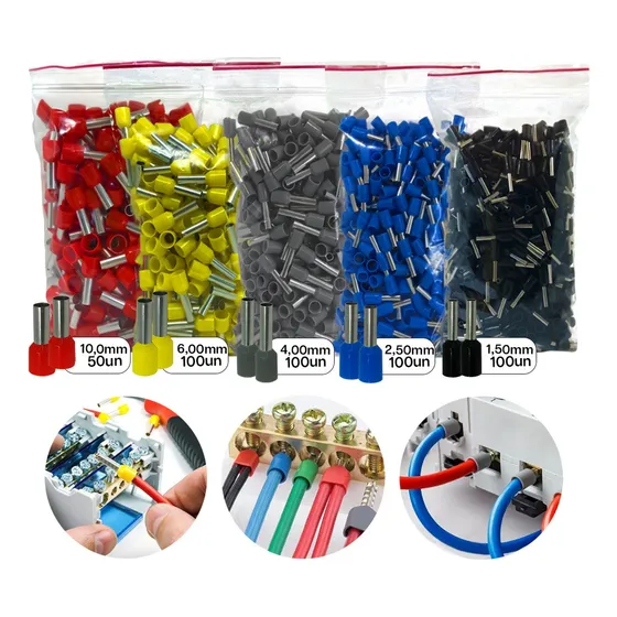 Kit Terminal Conector Tubular Ilhós 1,5/2,5/4/6/10mm - 450un