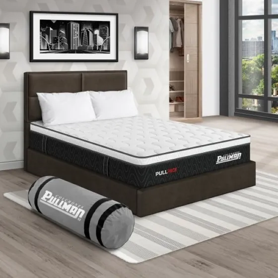 Colchón Pullpack Euro U+cama Firenze Antif Café+almohada 2x2