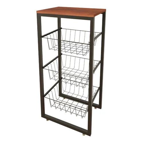 Modern Fruit Basket Stand Metal Wire Vegetable Black 3 Tier