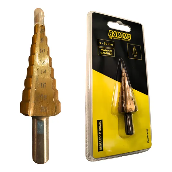 Mecha Broca Cónica Escalonada 4-20 Mm Madera Aluminio Acero