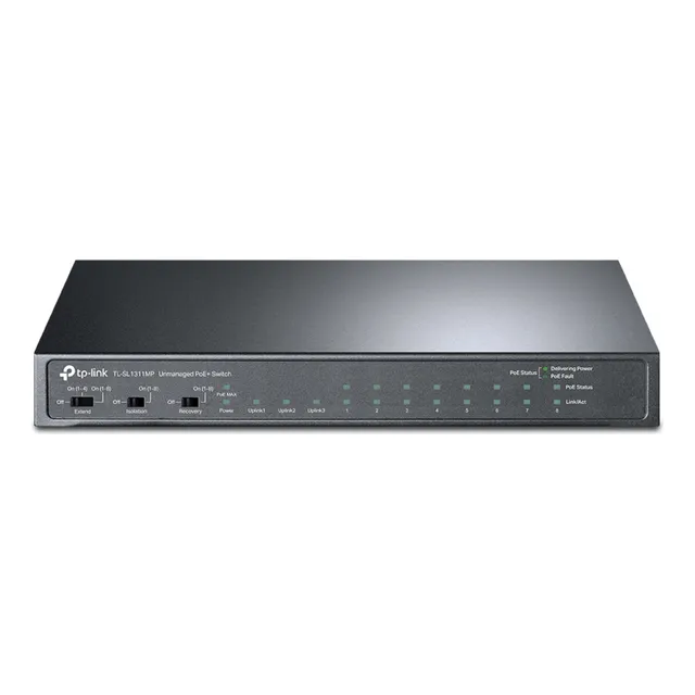 Switch Tp-link Tl-sl1311mp de 8 puertos PoE+ a 10/100Mbps + 2 puertos Gigabit RJ45 + SFP Gigabit