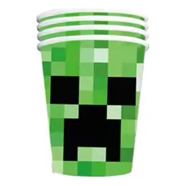 Pack 10 Vasos Diseño Creeper Minecraft Cumpleaños Cotillon