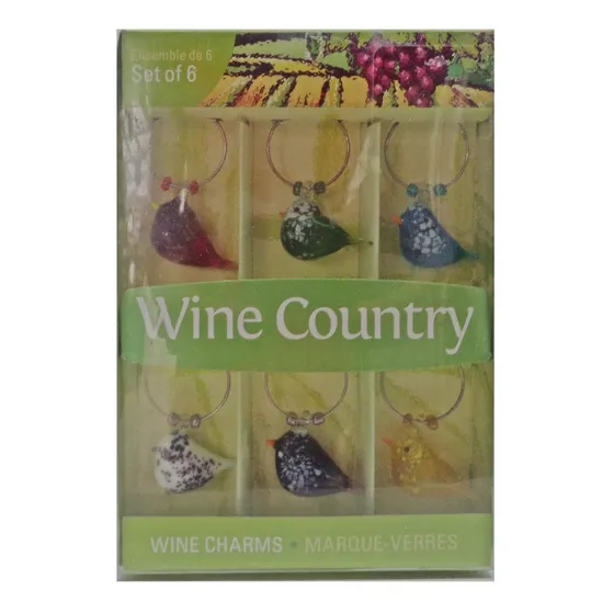 Adornos Para Copas De Vino Wine Country Set De 6 Piezas