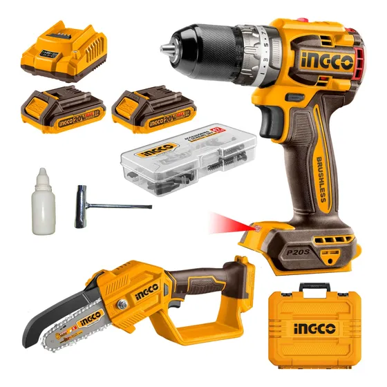 Combo Taladro ½  + Mini Motosierra 5  20v Ingco