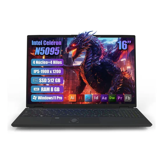 Ultrabook Bigview Laptop Intel Celeron N5095 Notebook Ofertas 8gb De Ram 512gb Ssd Intel Uhd Graphics 600 Top 60 Hz 1920x1200px 16:10 Windows 11 Pro Ypebook Negro 16 Inch