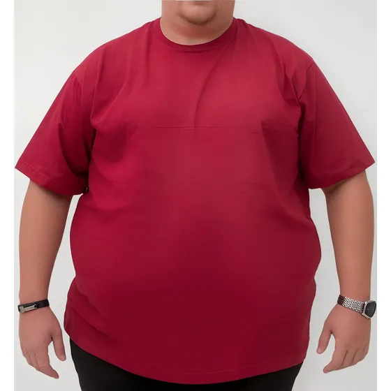 Camiseta Plus Size Lisa Básica Masculina Algodão Confortável