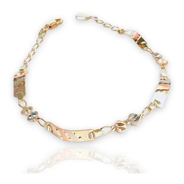 Esclava 4 Plaquitas Corazoncitos Florentino 19 Cm Oro 10k