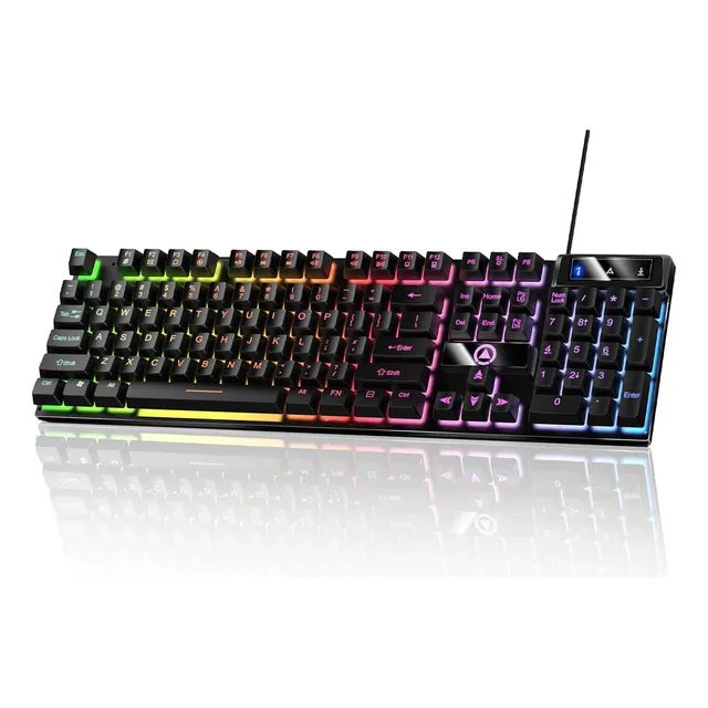 KUIIYER Teclado Mecánico Para Juegos, E310 Teclado Gamer con Cable, Retroiluminación LED RGB, Ideal para Juego y Trabajo para PC Windows 7, 8, 10 o Mac OS (negro)
