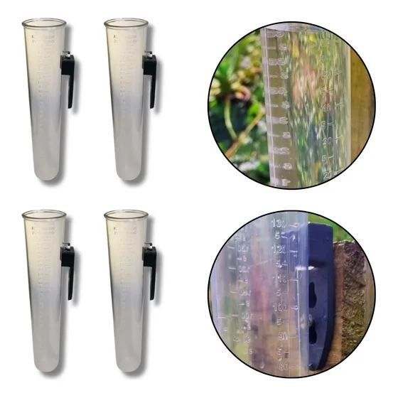 4 Pluviometro Plástico Medida Chuva 150mm Removível Promoção