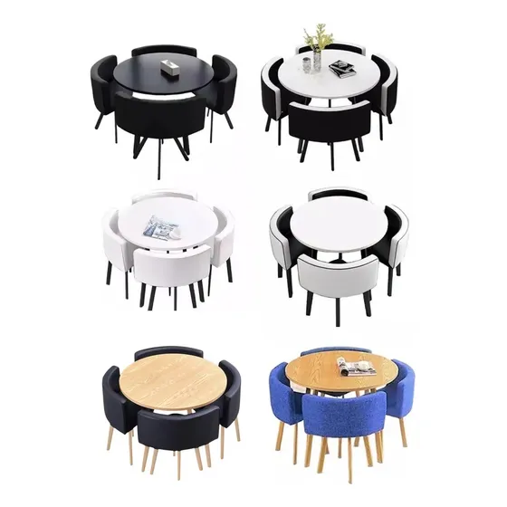 Set De Mesa Comedor Redonda Madera 1 Mt 4 Sillones Muy Top