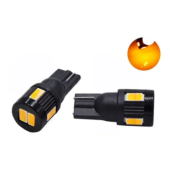 Led T10 W5w Posición Giro 6 Smd Naranja Potentes