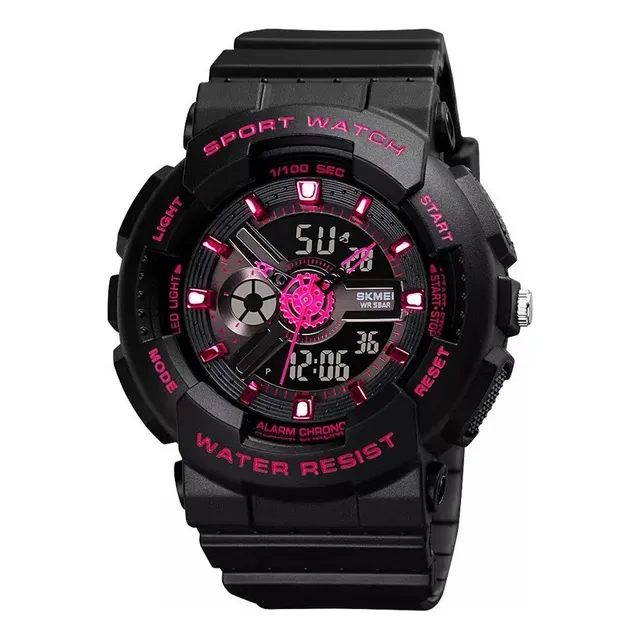 Reloj Skmei 1689  Dama Negro Fucs Niñas Contra Agua Sumergib