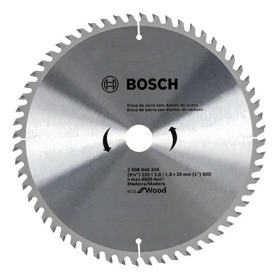 Disco de Sierra Circular Bosch Para Madera 235mm 9-1/4" 60d Color Gris