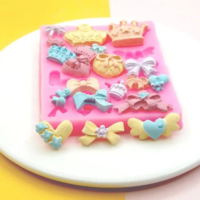 Molde De Silicón Corona Princesa Lazos Fondant Resina 