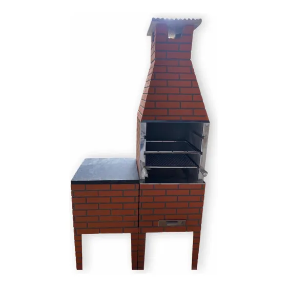 Churrasqueiras Pré Moldada 55cm C/ Balcão 55cm Com A Pedra.