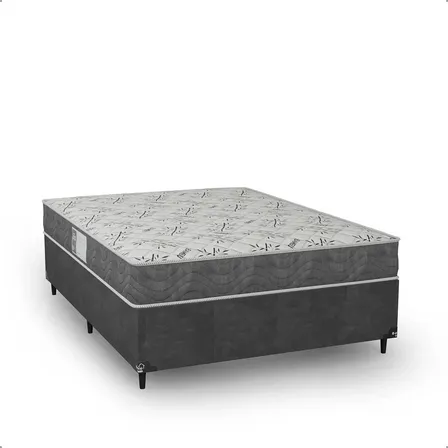 Cama Box Viúva + Colchão D33 One Face - Suede Cinza