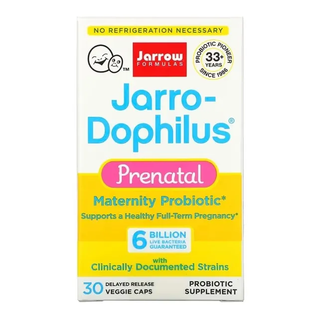 Jarro-dophilus Prenatal 6 Billones, Apoya Un Embarazo Saludable A Término, 6 Billones De Bacterias Vivas Garantizadas, Con Cepas Clínicamente Documentadas, Contiene 30 Cápsulas Vegetarianas. 