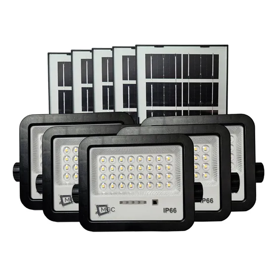Kit 5 Luminária Refletor Placa Solar Led 200w Branco Frio