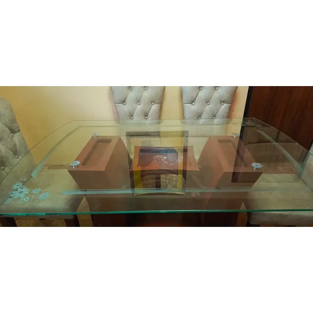 Mesa De Comedor De Vidrio Elegante Con 6 Sillas