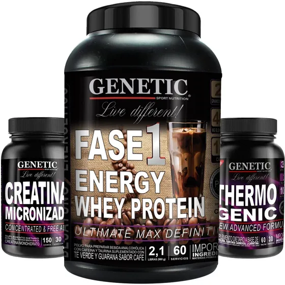 Whey Proteína Fase 1 Quemagrasa Thermogenic Creatina Genetic