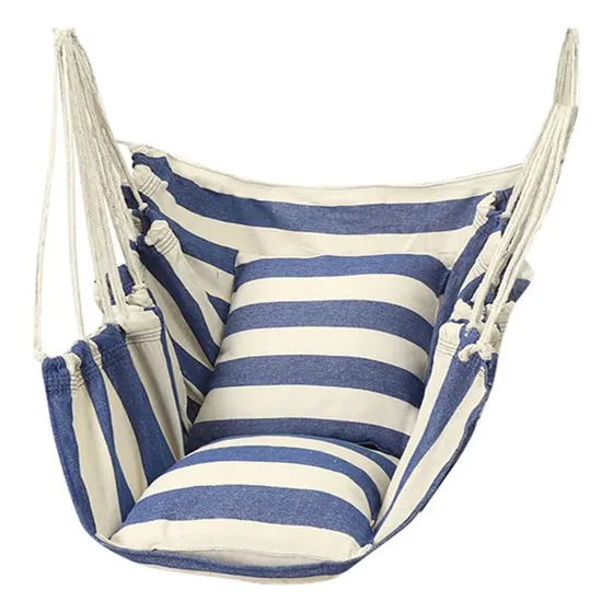Hamaca Paraguaya Sillón Colgante Colores C/almohadón El Rey Color Azul - Blanco