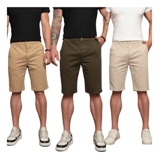 Kit 3 Bermudas Sarja /combo Masculinas Chino Premium Kit 3 Bermudas Sarja /combo Masculinas Chino Premium