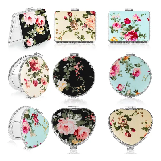 Blulu Compror Small Mirror Of Vintage Floral Compact, 9 Unid
