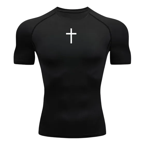 Camisa Compressão Cruz Manga Curta Treino Academia Rashguard