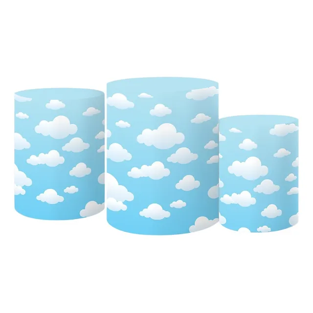 Trio Capas De Cilindro Tecido Sublimado 3d Nuvens