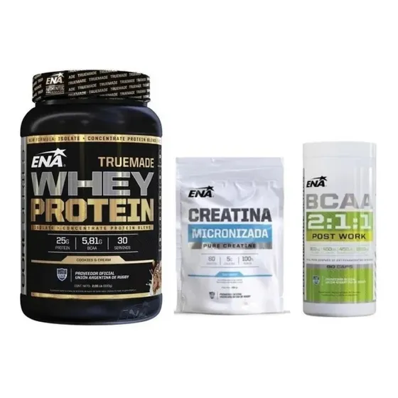 Combo Volumen Whey Proteina Truemade + Bcaa + Creatina Ena