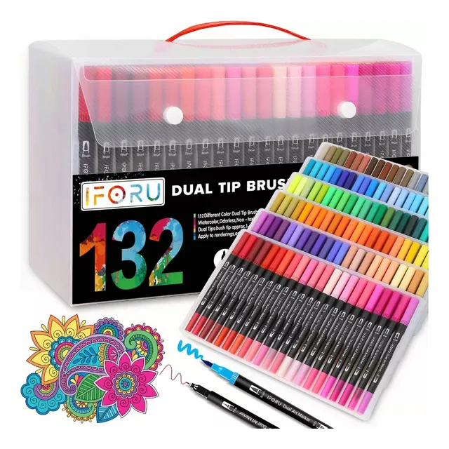 Marcadores 132 Colores Plumones Punta Pincel Doble Punta IFORU