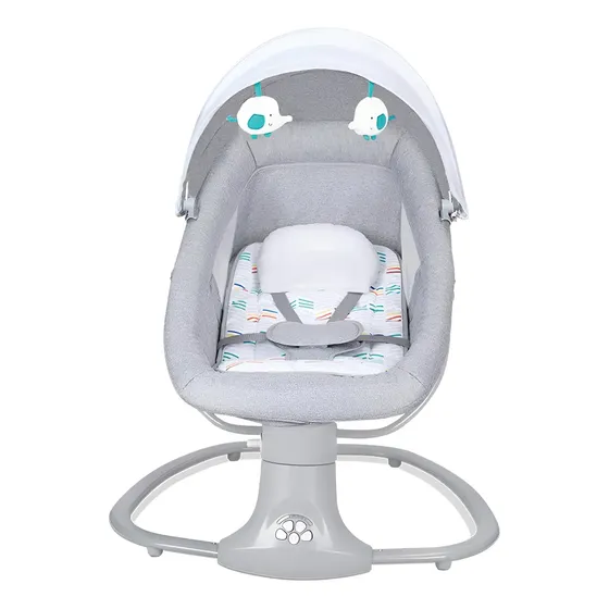 Silla Mecedora Bebé Eléctrica Mundo Online LIFE-2248 Con Bluetooth y Reclinable Gris