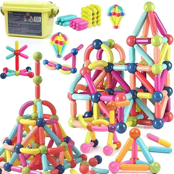 Juego Bloques Magneticos Construccion Didáctico 130 Piezas