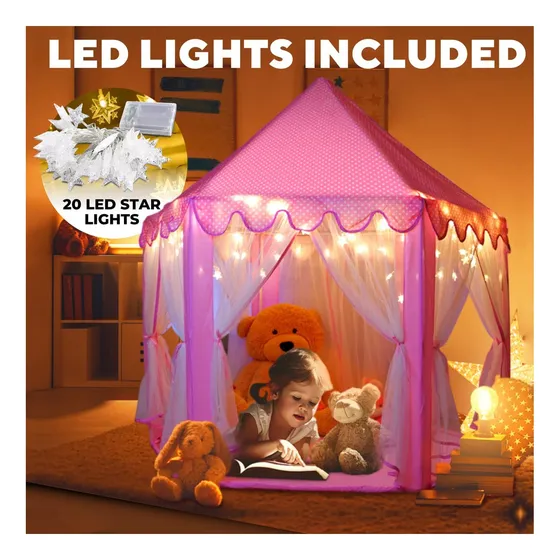 Castillo De Princesas Carpa Infantil Con Luces Led Casa Jueg
