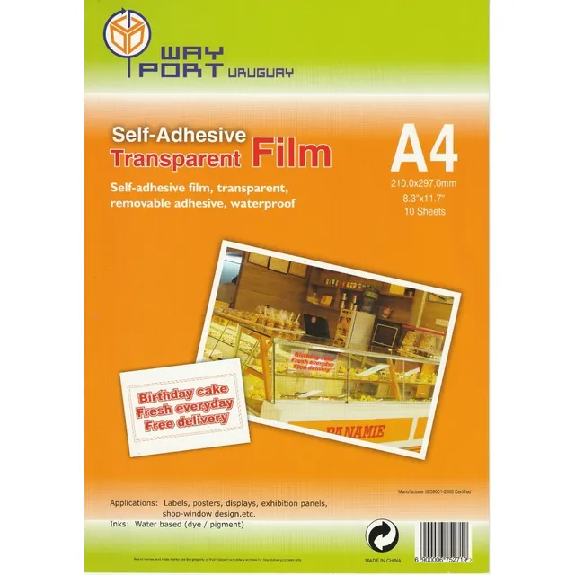 Papel A4 Adhesivo Vinilo Transparente Para Impresora Comun