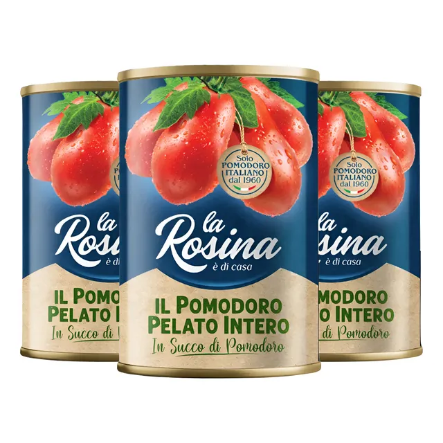 Tomate Entero Pelado La Rosina 400g Pack X3