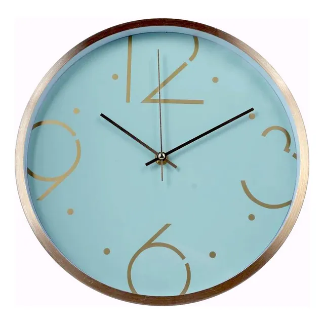 Reloj De Pared Fondo Aguamarina/dorado 30 Cm