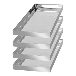 4x Bandeja Inox 60x30cm Açougue Expositora Freezer Padaria 4x Bandeja Inox 60x30cm Açougue Expositora Freezer Padaria