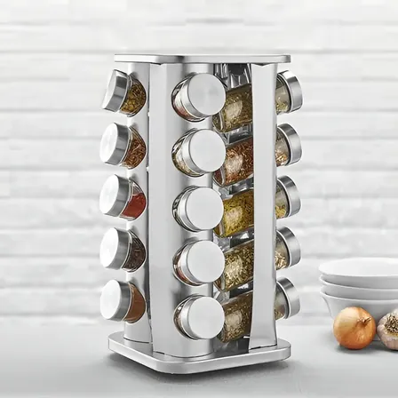Porta Condimentos Giratório Inox Mesa Haüskraft 20 Potes Vidro