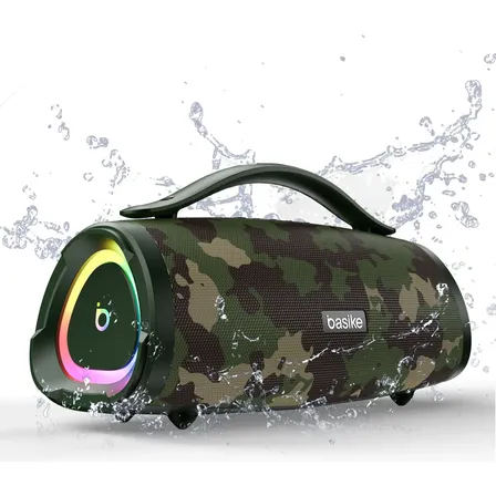 Caixa Bluetooth Portatil, Subwoofer Ativo, Boombox, 160w, Bluetooth 5.4, Estéreo Hifi, Tws 1+1, 10000mah, Bateria 15 Horas(65b Spl), Ipx6, Com Rgb, Powerbank Para iPhone E Samsung, Cor Camuflagem