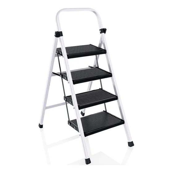 Escalera De 4 Escalones, Taburete Plegable Con Pasamanos Par