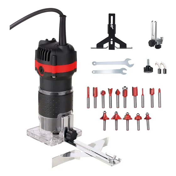 800w Fresadora Y Ranuradora Para Madera 30000r/min+15 Fresas