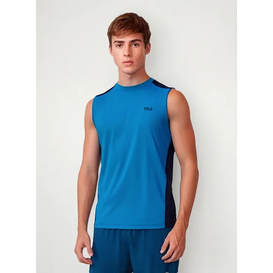 Remera Sin Mangas Para Hombre Fila Muscle Slim Azul/negro